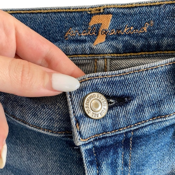 7 For All Mankind High Waist Ankle Skinny Jeans With Silver Shimmer Side Stripe - Picture 4 of 14